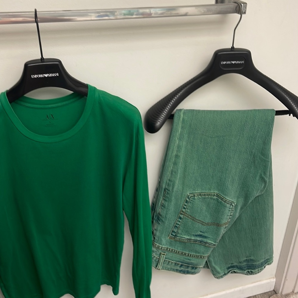 Vintage1990s A/X Kelly  green L/S  T-shirt